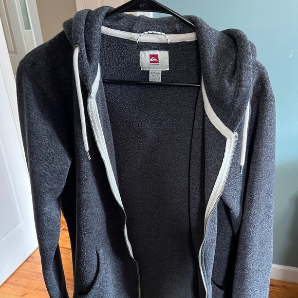Quiksilver Hooded Zip-up Sweatshirt Grey Heather Men's Small - Picture 2 of 4